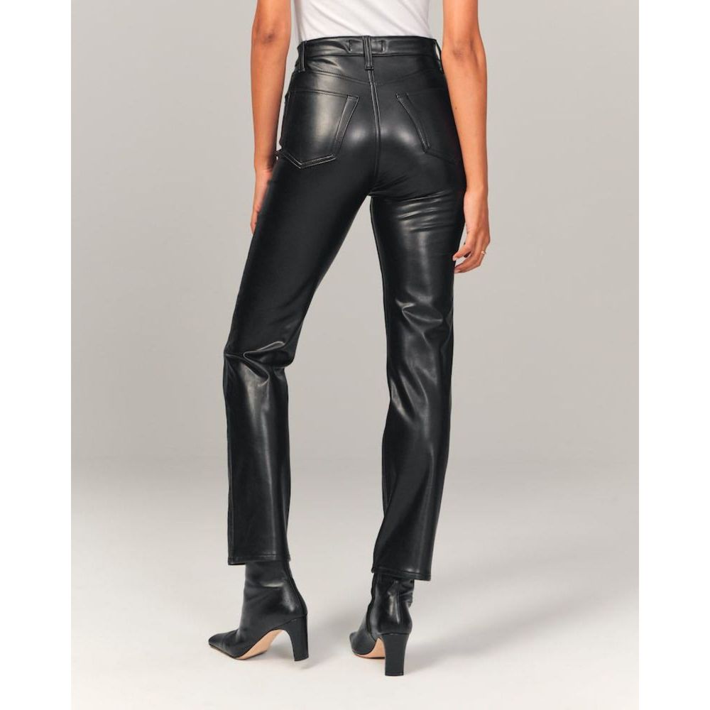 Abercrombie & Fitch Black Faux Leather Ankle Pants
